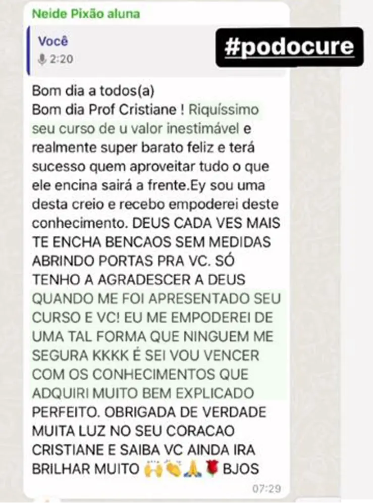 Depoimento de aluna Podocure