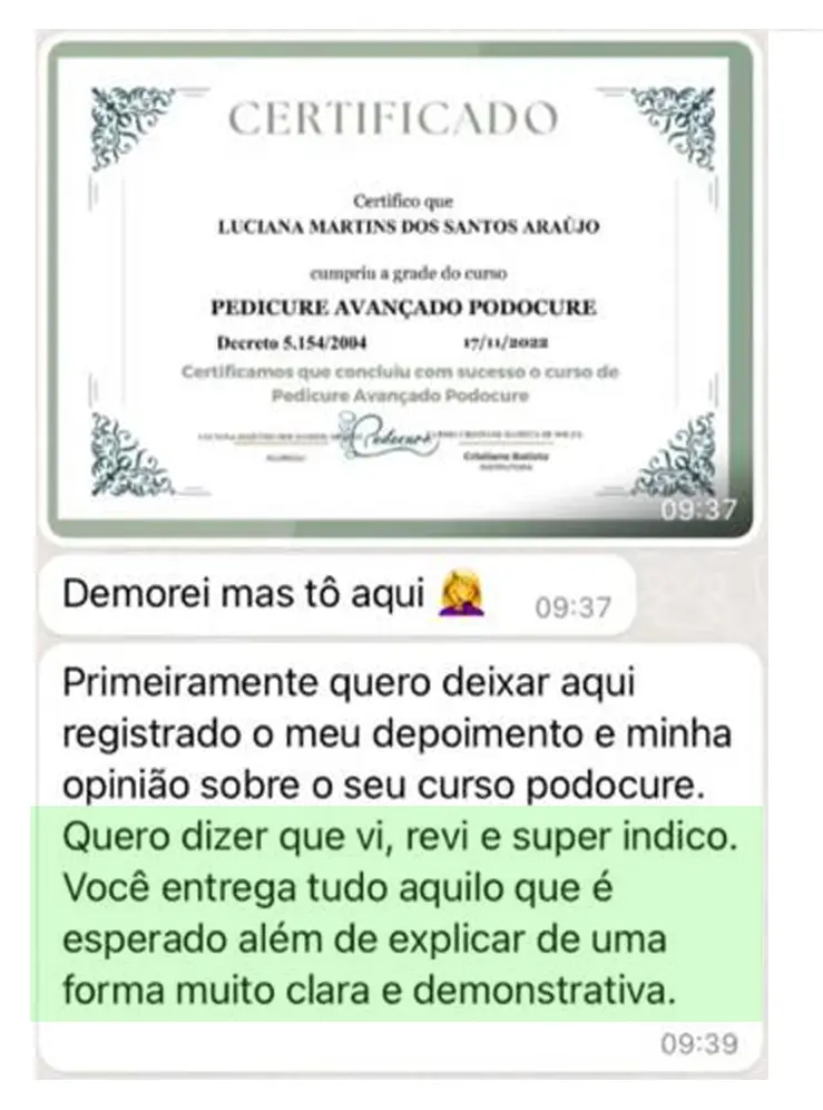Depoimento de aluna